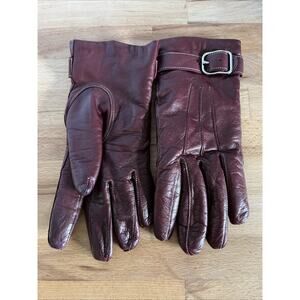 Coach Dark Burgundy Leather Women’s Gloves Lined W/ Cashmere Size 7 Small/Medium